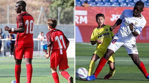 Fotbalista týmu Sevilla FC U12 Ibrahima Sow vzrůstem výrazně převyšuje své vrstevníky. Fotbalista týmu Sevilla FC U12 Ibrahima Sow vzrůstem výrazně převyšuje své vrstevníky.
