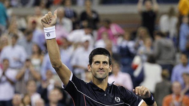 Srb Novak Djokovič se raduje z postupu do 3. kola US Open - ilustrační foto. Srb Novak Djokovič se raduje z postupu do 3. kola US Open - ilustrační foto.