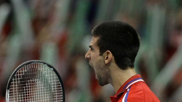 Radost srbského tenisty Novaka Djokoviče Radost srbského tenisty Novaka Djokoviče