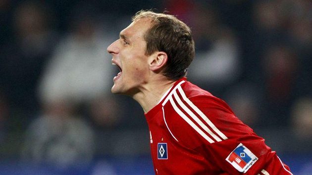 Český brankář Jaroslav Drobný v dresu Hamburku Český brankář Jaroslav Drobný v dresu Hamburku