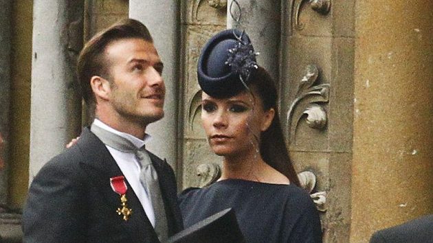 David Beckham s Řádem a manželkou Victorií na královské svatbě. David Beckham s Řádem a manželkou Victorií na královské svatbě.