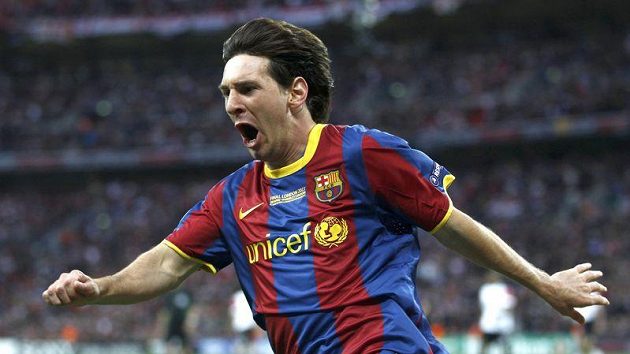 Lionel Messi se raduje ze své branky. Lionel Messi se raduje ze své branky.