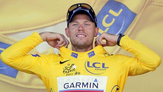 Thor Hushovd ve žlutém trikotu pro lídra Tour de France Thor Hushovd ve žlutém trikotu pro lídra Tour de France