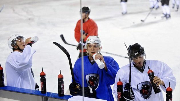 Hokejisté týmu HC Lev během tréninku v Popradu Hokejisté týmu HC Lev během tréninku v Popradu