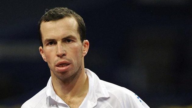 Český tenista Radek Štěpánek během čtvrtfinále turnaje v Basileji Český tenista Radek Štěpánek během čtvrtfinále turnaje v Basileji