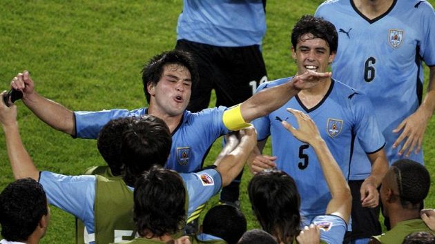 Radost fotbalistů Uruguaye na MS hráčů do 20 let Radost fotbalistů Uruguaye na MS hráčů do 20 let