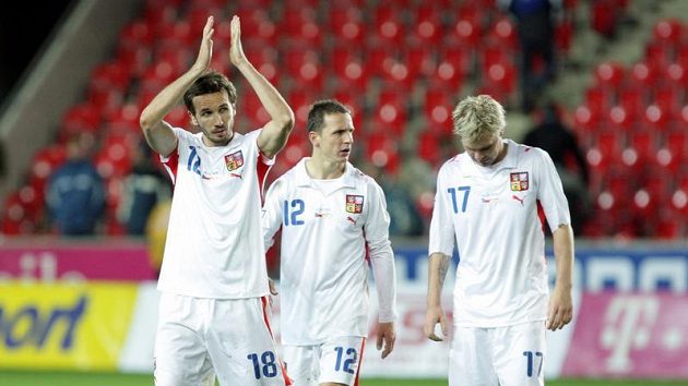 Tomáš Sivok (vlevo), Zdeněk Pospěch (uprostřed) a Tomáš Hübschman po utkání se Severním Irskem Tomáš Sivok (vlevo), Zdeněk Pospěch (uprostřed) a Tomáš Hübschman po utkání se Severním Irskem