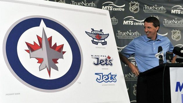Odhalování nového znaku klubu NHL Winnipeg Jets Odhalování nového znaku klubu NHL Winnipeg Jets