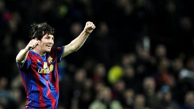 Lionel Messi z Barcelony se raduje z branky. Lionel Messi z Barcelony se raduje z branky.