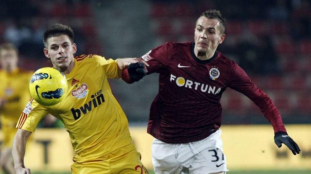 Petr Grajciar (vpravo) v dresu pražské Sparty. Petr Grajciar (vpravo) v dresu pražské Sparty.