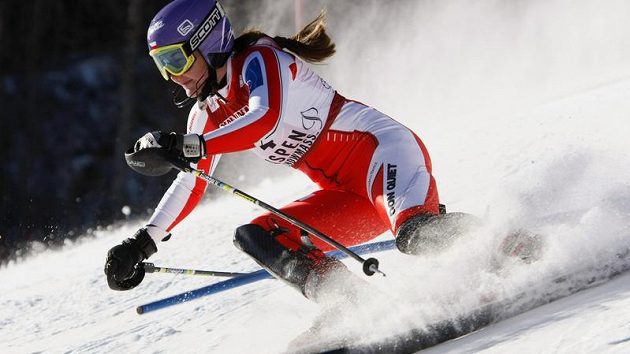 Šárka Záhrobská při prvním kole slalomu SP v Aspenu. Šárka Záhrobská při prvním kole slalomu SP v Aspenu.