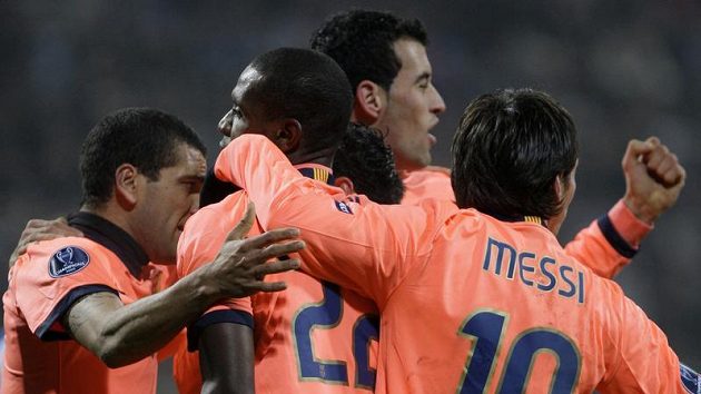 Radost fotbalistů Barcelony Radost fotbalistů Barcelony