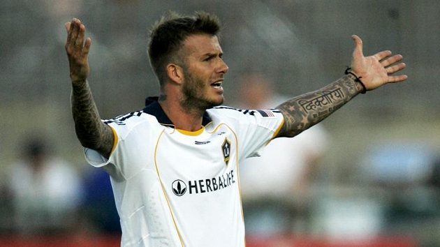 Naštvaný David Beckham v dresu Los Angeles Galaxy Naštvaný David Beckham v dresu Los Angeles Galaxy