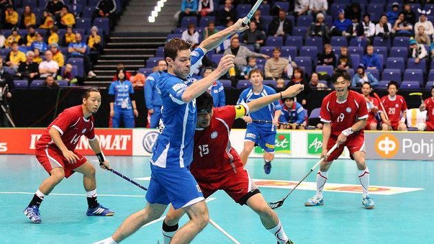 Florbalista Martin Richter v utkání proti Japonsku Florbalista Martin Richter v utkání proti Japonsku