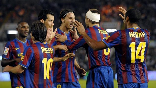 Radost fotbalistů Barcelony Radost fotbalistů Barcelony