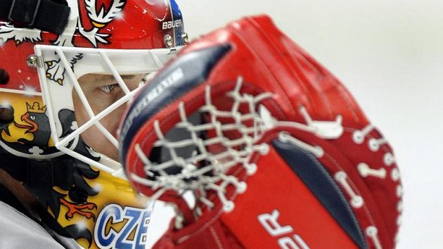 Brankář Tomáš Vokoun při tréninku hokejové reprezentace Brankář Tomáš Vokoun při tréninku hokejové reprezentace