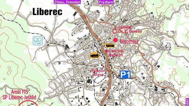 Poloha areálů Ještěd a Vesec v rámci Liberce Poloha areálů Ještěd a Vesec v rámci Liberce