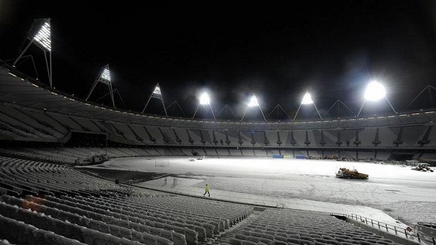 Zasněžený stadion v Londýně Zasněžený stadion v Londýně
