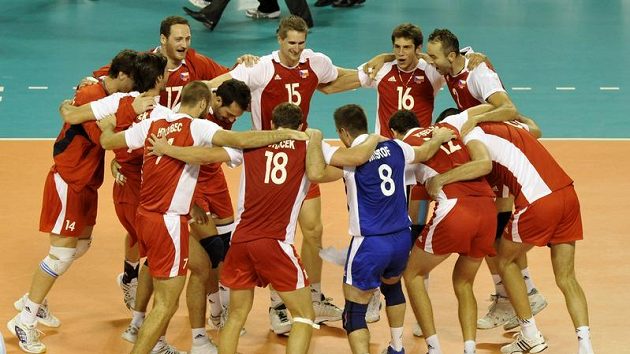 Vítězná radost českých volejbalistů. Vítězná radost českých volejbalistů.