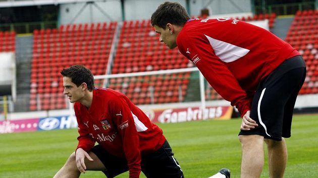 Mario Holek (vlevo) a Ondřej Kušnír na tréninku národního týmu Mario Holek (vlevo) a Ondřej Kušnír na tréninku národního týmu