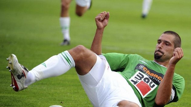 Jablonecký Petr Pavlík se raduje z branky do sítě Baníku Ostrava. Jablonecký Petr Pavlík se raduje z branky do sítě Baníku Ostrava.