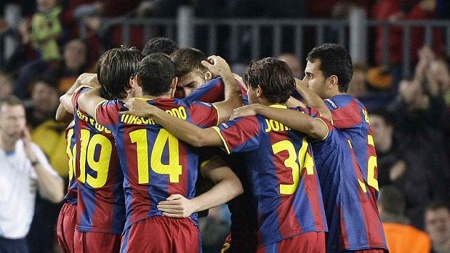 Radost fotbalistů Barcelony Radost fotbalistů Barcelony