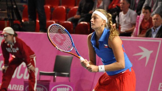 Tenistká Petra Kvitová během fedcupového utkání na belgické půdě Tenistká Petra Kvitová během fedcupového utkání na belgické půdě