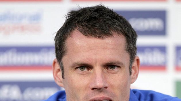Anglický obránce Jamie Carragher Anglický obránce Jamie Carragher