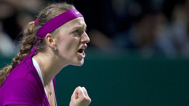 Tenistka Petra Kvitová ve vítězném gestu Tenistka Petra Kvitová ve vítězném gestu