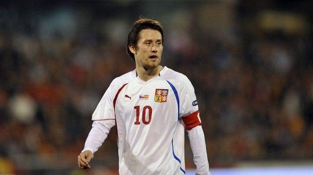 Tomáš Rosický během zápasu ve Španělsku. Tomáš Rosický během zápasu ve Španělsku.