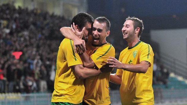 Fotbalisté Žiliny se radují z branky Fotbalisté Žiliny se radují z branky