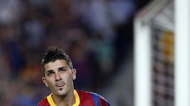 Útočník Barcelony David Villa Útočník Barcelony David Villa