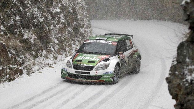 Juho Hänninen s Fabií S2000 na trati Rallye Monte Carlo Juho Hänninen s Fabií S2000 na trati Rallye Monte Carlo