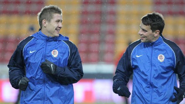 Juraj Kucka (vpravo) a Ondřej Kušnír na tréninku Sparty Juraj Kucka (vpravo) a Ondřej Kušnír na tréninku Sparty