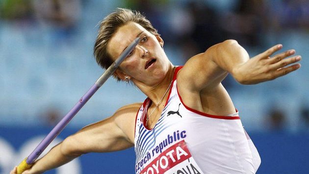 Barbora Špotáková při pokusu ve finále mistrovství světa v Tegu Barbora Špotáková při pokusu ve finále mistrovství světa v Tegu