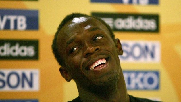 Jamajský sprinter Usain Bolt na tiskové konferenci Jamajský sprinter Usain Bolt na tiskové konferenci