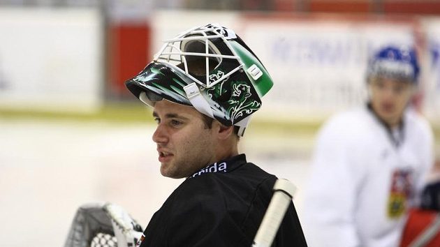 Brankář Marek Schwarz na tréninku hokejové reprezentace Brankář Marek Schwarz na tréninku hokejové reprezentace