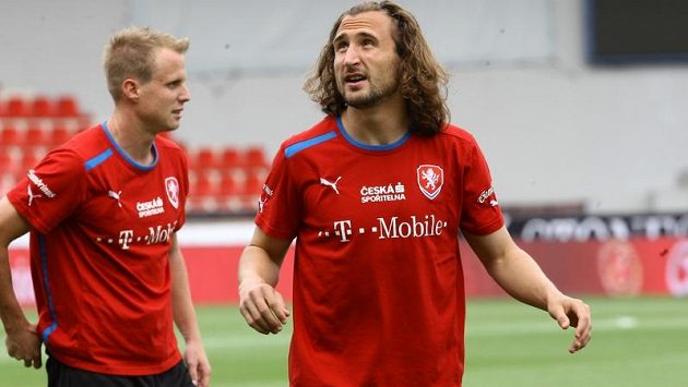 Petr Jiráček a David Limberský na tréninku české fotbalové reprezentace Petr Jiráček a David Limberský na tréninku české fotbalové reprezentace
