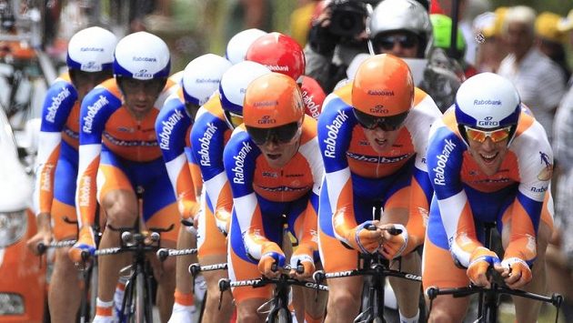 Cyklisté stáje Rabobank. Ilustrační foto. Cyklisté stáje Rabobank. Ilustrační foto.