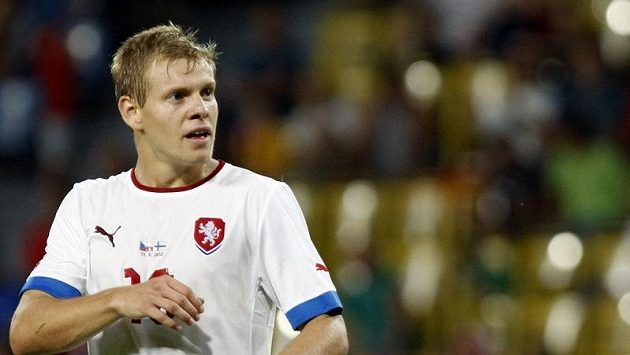 Útočník Matěj Vydra v dresu národního týmu. Útočník Matěj Vydra v dresu národního týmu.