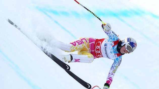 Lindsey Vonnová na trati v Soči. Lindsey Vonnová na trati v Soči.