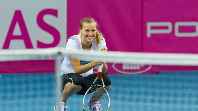 Petra Kvitová během přípravy na fedcupový duel s Německem. Petra Kvitová během přípravy na fedcupový duel s Německem.