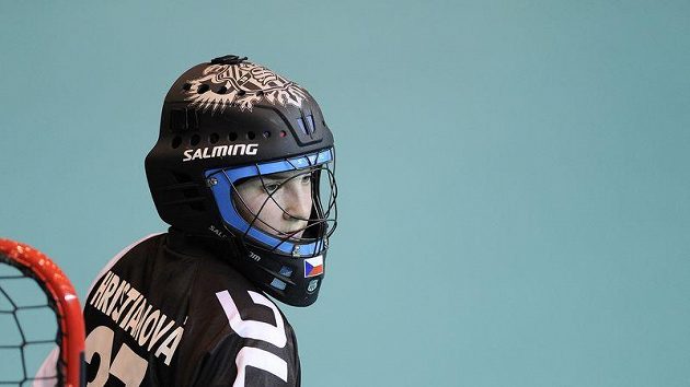 Florbalová brankářka Jana Christianová v semifinále MS proti Finsku. Florbalová brankářka Jana Christianová v semifinále MS proti Finsku.