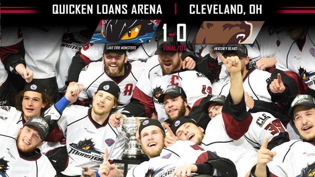 Hokejisté Lake Erie slaví zisk premiérového Calder Cupu. Hokejisté Lake Erie slaví zisk premiérového Calder Cupu.