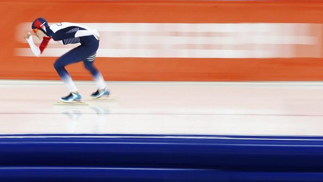 Rychlobruslařka Martina Sáblíková během olympijského závodu na 5000 metrů. Rychlobruslařka Martina Sáblíková během olympijského závodu na 5000 metrů.