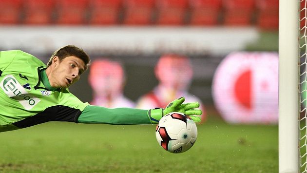 Brankář FK Ústí nad Labem v akci Brankář FK Ústí nad Labem v akci