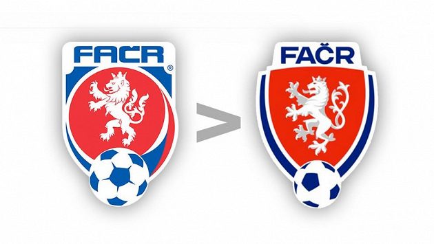 Staré (vlevo) a nové logo Fotbalové asociace České republiky (FAČR). Staré (vlevo) a nové logo Fotbalové asociace České republiky (FAČR).