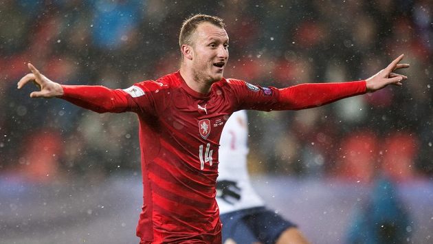 Michael Krmenčík oslavuje gól na 1:0 během utkání kvalifikace MS 2018 s Norskem. Michael Krmenčík oslavuje gól na 1:0 během utkání kvalifikace MS 2018 s Norskem.