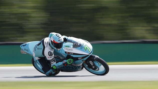 Vítěz dnešního závodu třídy Moto3 Velké ceny ČR Dennis Foggia Vítěz dnešního závodu třídy Moto3 Velké ceny ČR Dennis Foggia