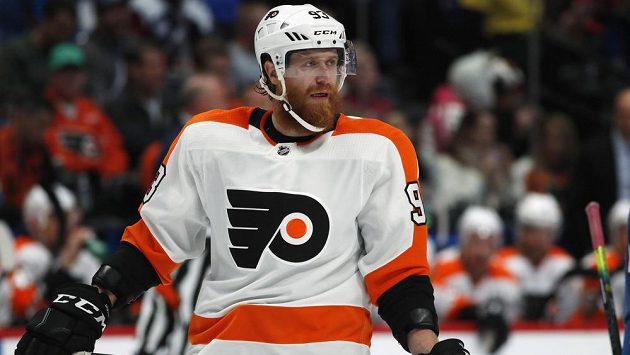 Český útočník Jakub Voráček v dresu Philadelphie Flyers. Český útočník Jakub Voráček v dresu Philadelphie Flyers.